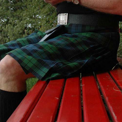 Kilt on a red bench