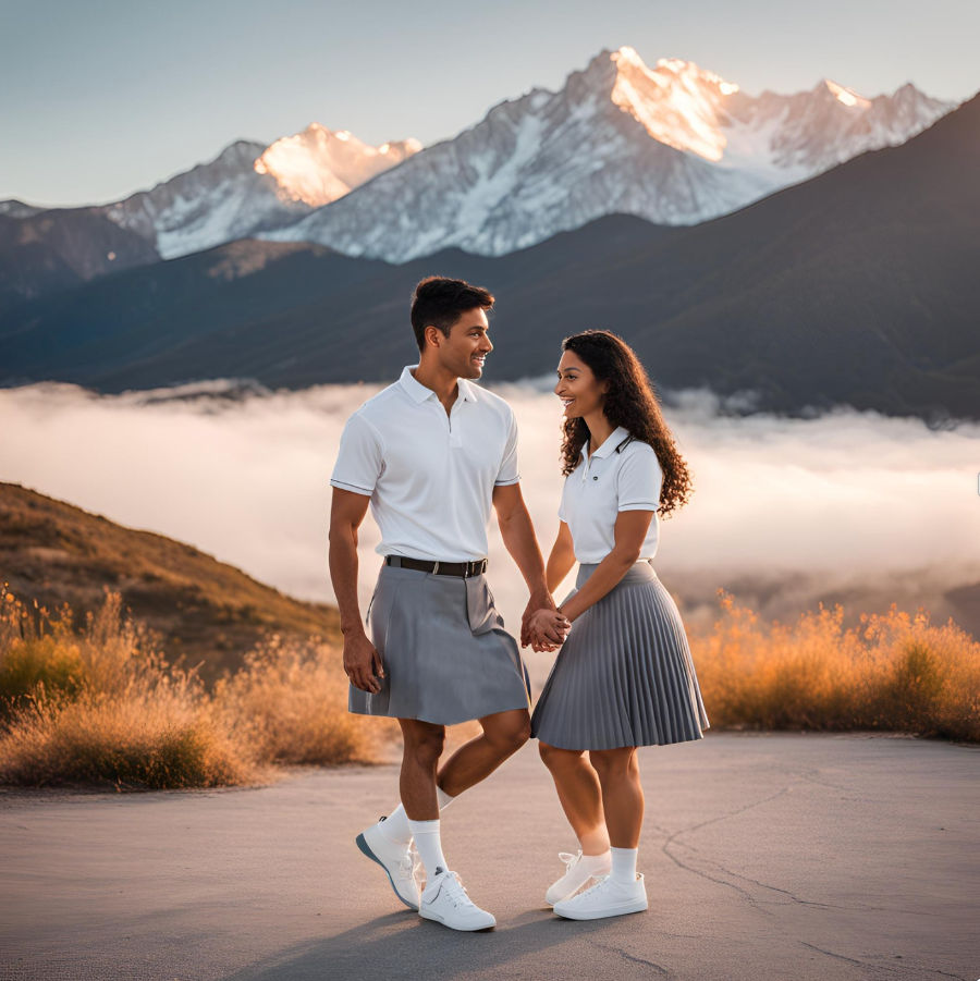 At sunset in skirts