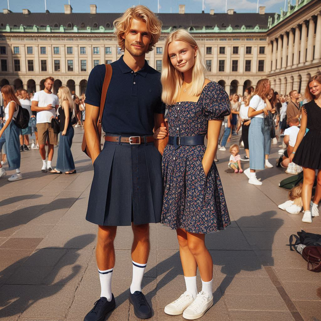 Couple in skirts