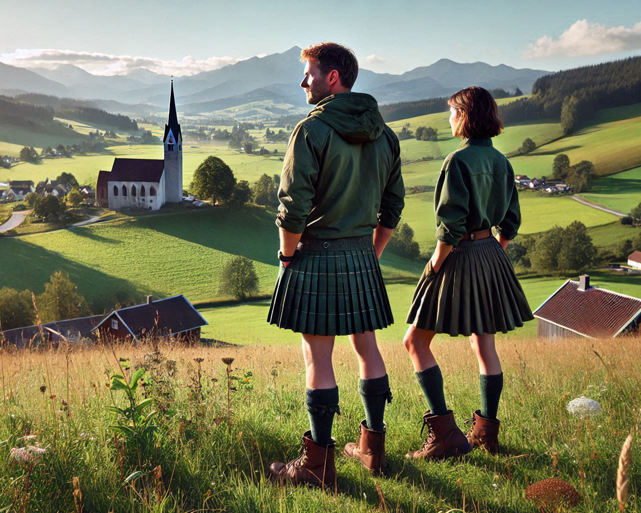 Bergwanderung im Kilt und Rock